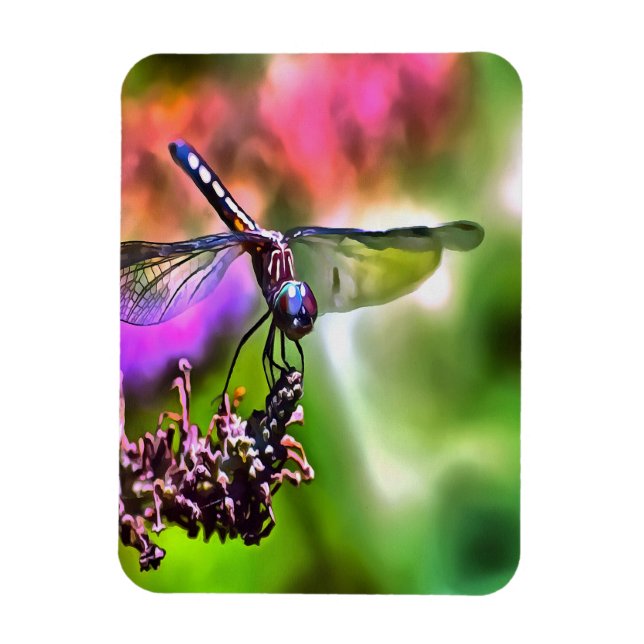 Ímã Dragonfly em pintura realística verde e azul (Vertical)
