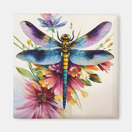 Imã Dragonfly Floral Multicolor Art