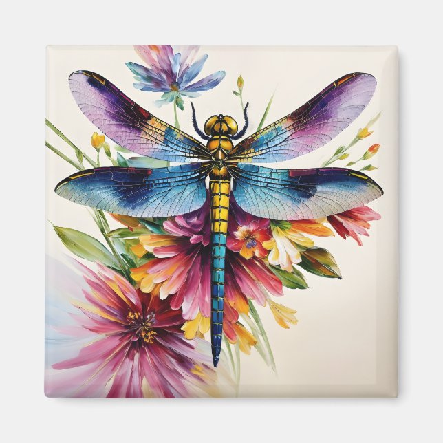 Imã Dragonfly Floral Multicolor Art (Frente)