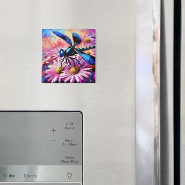 Imã Dragonfly Impressionista Em Disias Rosa Floral (In Situ (Fridge))