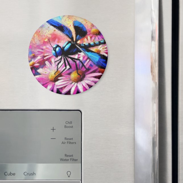 Imã Dragonfly Impressionista Em Disias Rosa Floral (In Situ (Fridge))