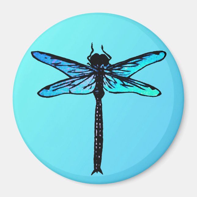 Imã Dragonfly Japonesa Vintage, azul-turquesa (Frente)