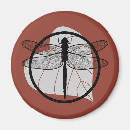 Imã Dragonfly on Leaf Drawing - Willife Circle Series