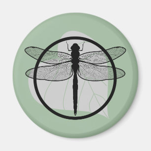 Imã Dragonfly on Leaf Drawing - Willife Circle Series
