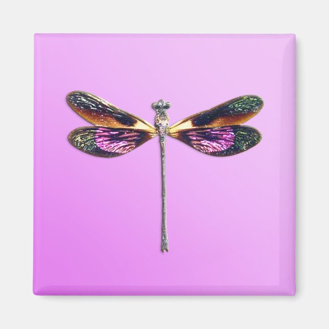 Imã Dragonfly - prata, ouro, roxo e preto (Frente)