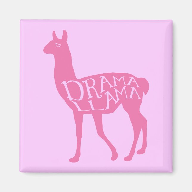 Imã Drama Rosa Llama Magnet (Frente)