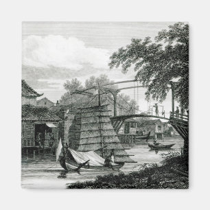 Imã Drawbridge em Malacca, gravado por George Cooke