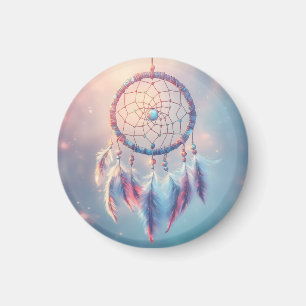 Imã Dream Catcher com Penas e Miçangas Suaves
