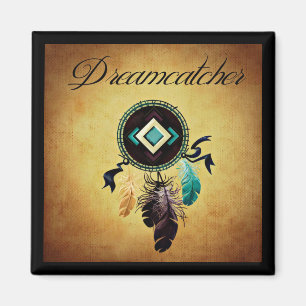 Imã Dreamcatcher em um Dourado Fundo Grunge