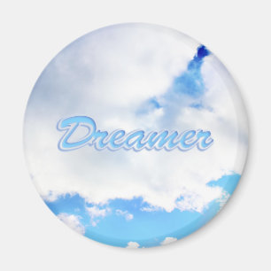 Imã Dreamer Puffy White Clouds e Blue Sky