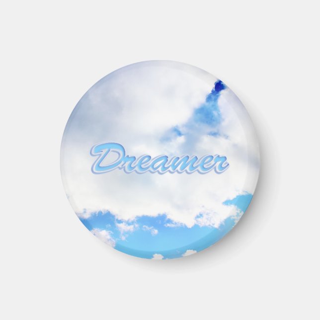 Imã Dreamer Puffy White Clouds e Blue Sky (Frente)