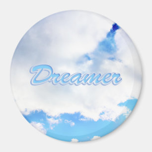 Imã Dreamer Puffy White Clouds e Blue Sky