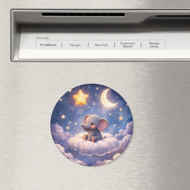 Imã Dreamy elephant and midnight stars round large mag (In Situ (Dishwasher))