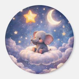 Imã Dreamy elephant and midnight stars round large mag