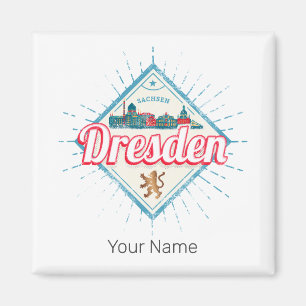 Imã Dresden Alemanha Saxónia Retro Skyline Vintage