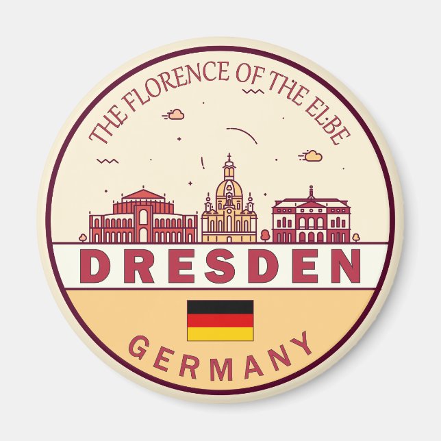 Imã Dresden Germany City Skyline Emblem (Frente)