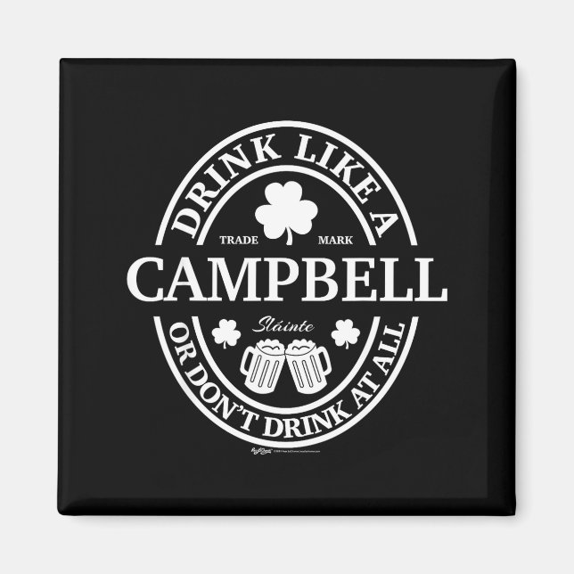 Imã Drink Like A Campbell Shamrock St Patricks Day  (Frente)
