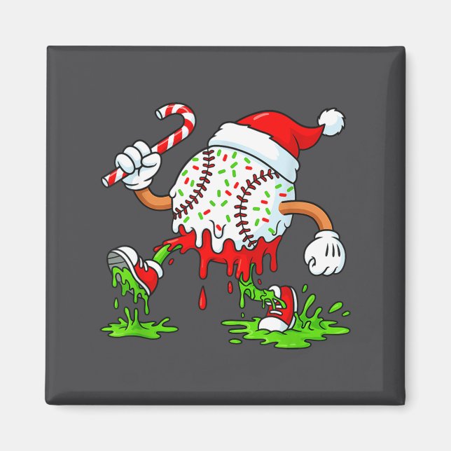 Imã Dripng Ice Cream Baseball Santa Hat, Xmas Pajama K (Frente)