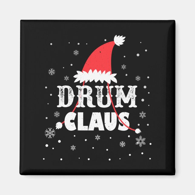 Imã Drum Claus Santa Christmas Drummer Long Sleeve  (Frente)