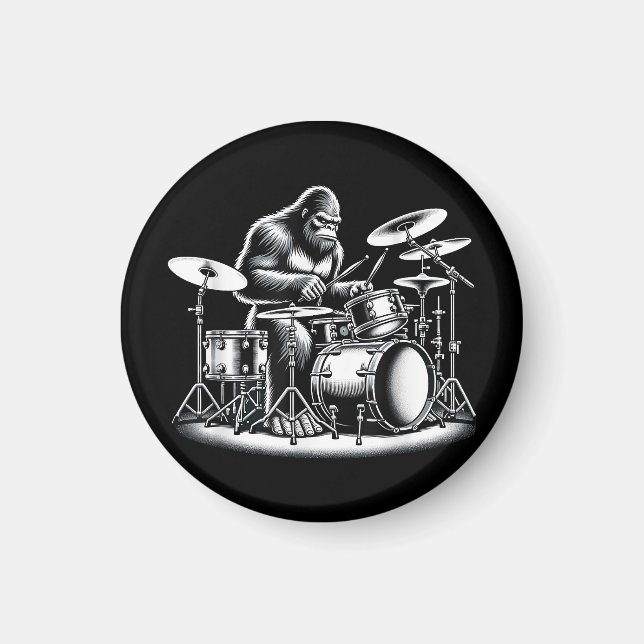 Imã Drummer Bigfoot Sasquatch Tocando Tambores Músico  (Frente)