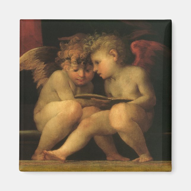 Imã Duas Cherubs Lendo por Rosso Fiorentino, Angels (Frente)