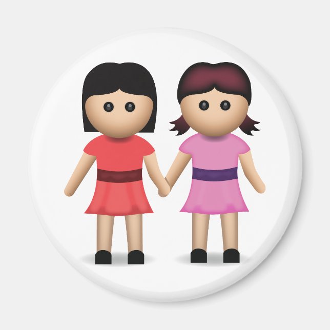 Imã Duas Mulheres Segurando As Mãos Emoji (Frente)