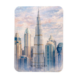 Ímã Dubai Burj Khalifa Cidade de Luxo Aquarela da Pais