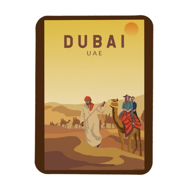 Ímã Dubai Emirados Árabes Unidos Desert Safari Retro (Vertical)