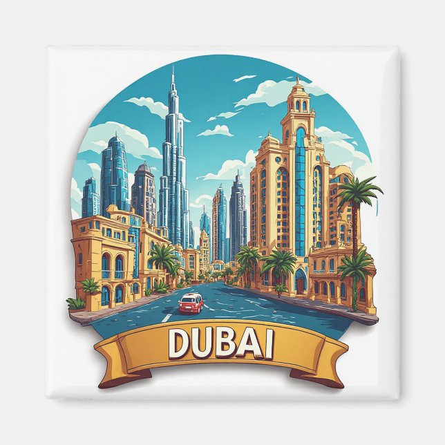Imã 🧲 Dubai Memórias de Férias Inesquecíveis ✈️ (Frente)