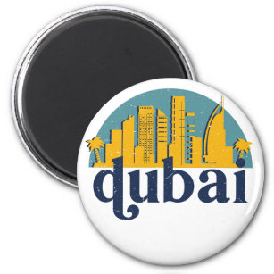 Imã Dubai UAE Vintage Retro City Skyline Cityscape Art