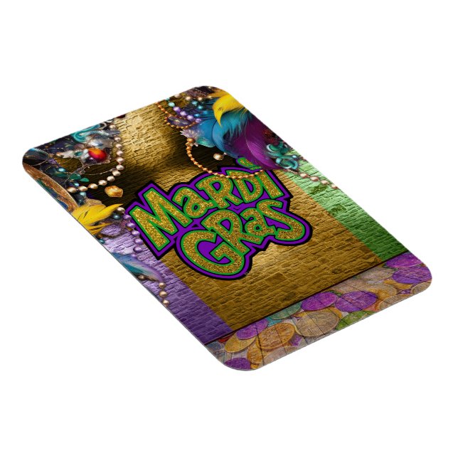 Ímã Dúbloons gráficos com o tema Mardi Gras de Slipper (Lado Direito)