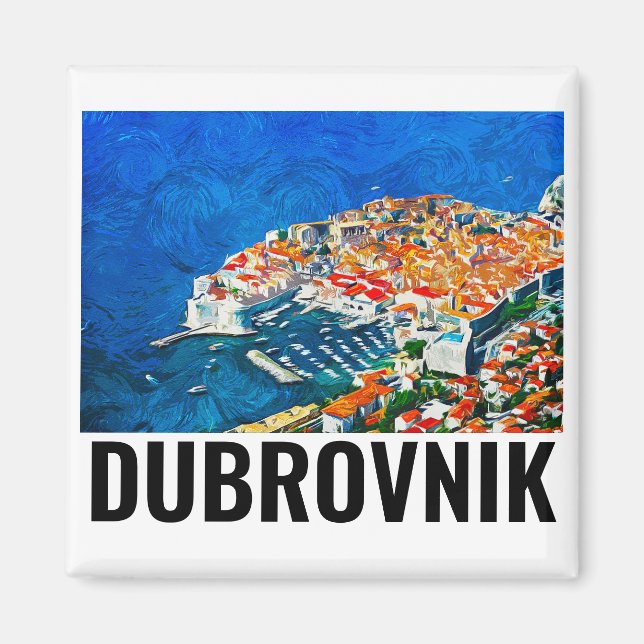 Imã Dubrovnik Croácia Watercolor Oil Paint (Frente)