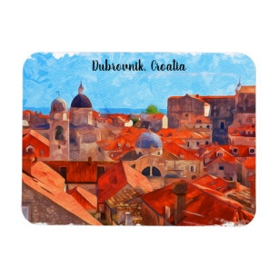 Ímã Dubrovnik Croácia Watercolor Painting Viagem