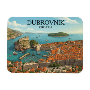 Ímã Dubrovnik retrô Croácia Costa Adria Vista panorâmi
