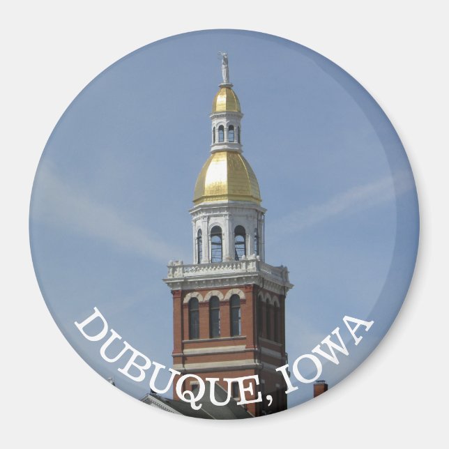 Imã Dubuque. Iowa Souvenir Magnet (Frente)