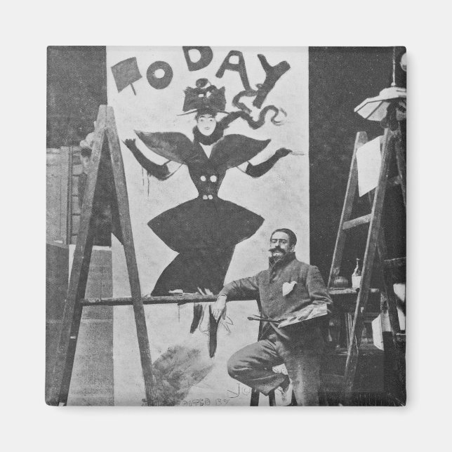 Imã Dudley Hardy pintando um poster (Frente)