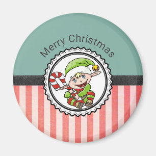 Imã Duende bonito do feriado com Feliz Natal do bastã
