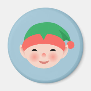 Imã Duende do Natal no chapéu verde na luz - azul