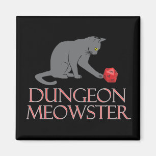 Imã Dungeon Meowster Engraçado Gato RPG com Dice