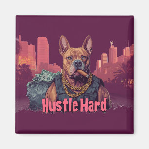 Imã Duro de Hustle - Cachorro Pitbull com Dinheiro e C