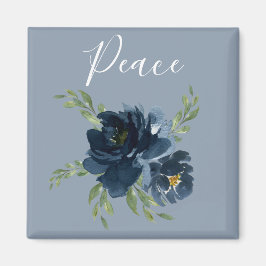 Imã Dusty Blue Peace Script Watercolor Modern Elegante