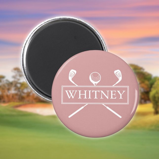 Imã Dusty Rosa com nome personalizado Golf Ball Cluste (Dusty Rose Custom Name Golf Ball Clubs Magnet)