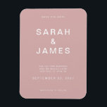 Ímã Dusty Rosa Minimalista Moderno Casamento Salve a D<br><div class="desc">Casamento moderno minimalista de Rosa Dusty Salve o ímã de data. Personalize esta opção para salvar o cartão de data com seus detalhes,  mensagem e outras informações.</div>