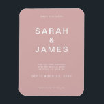 Ímã Dusty Rosa Minimalista Moderno Casamento Salve a D<br><div class="desc">Casamento moderno minimalista de Rosa Dusty Salve o ímã de data. Personalize esta opção para salvar o cartão de data com seus detalhes,  mensagem e outras informações.</div>