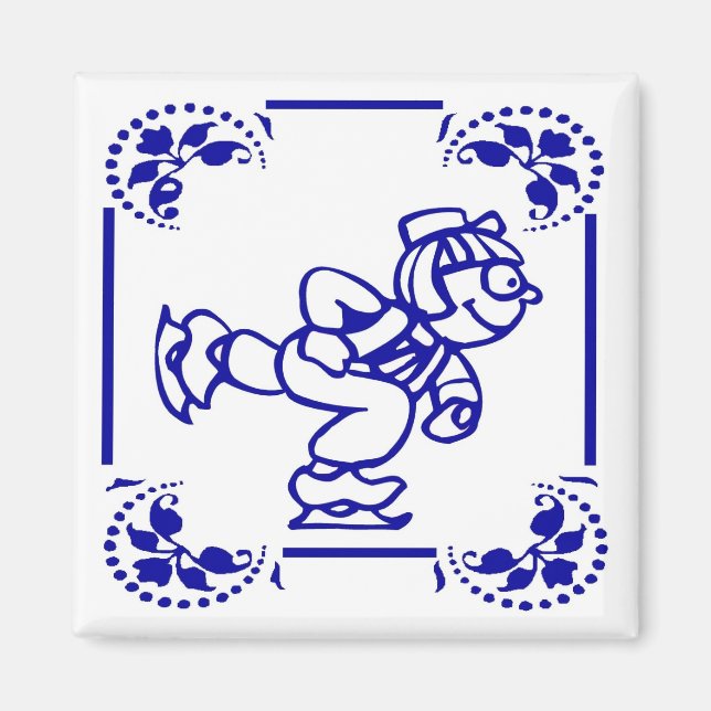 Imã Dutch Boy Ice Skating (Frente)