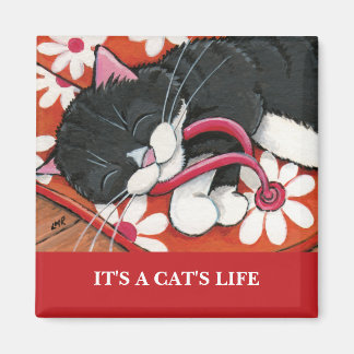 Imã É a vida de um gato | Magneta de arte personalizáv
