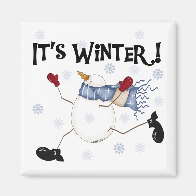 Imã É Feriados do Inverno Snowman (Frente)