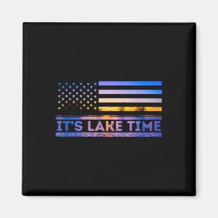 Imã É Hora do Lago Pôr do Sol Bandeira Americana Féria
