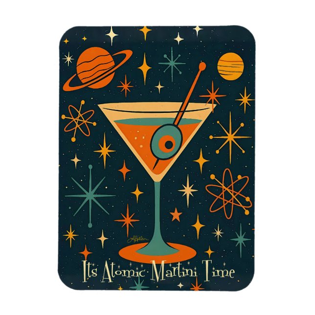 Ímã É hora do Martini Atômico Estrelas Cósmicas (Vertical)