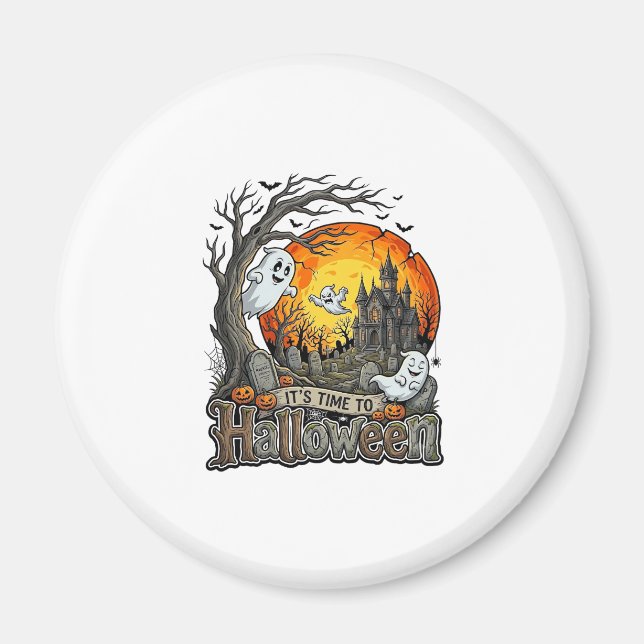 Imã É Hora Halloween Casa Assombrada Cemitério Assusta (Frente)